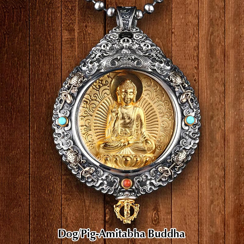 Chinese Zodiac Natal Buddha Thangka Nine Palaces Eight Diagrams Wealth Rotatable Necklace Pendant - Image 11