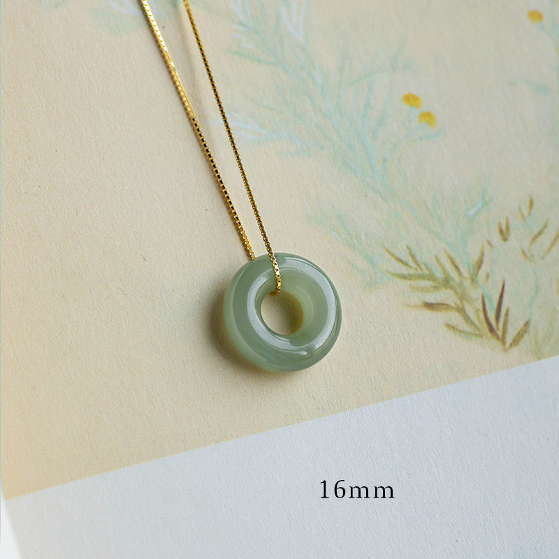Natural Round Jade Peace Buckle Luck Abundance Necklace Pendant - Image 5