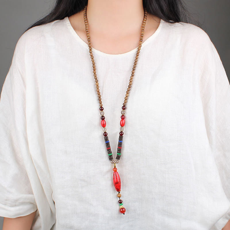 Wenge Wood Turquoise Stone Protection Calm Necklace Pendant - Image 10