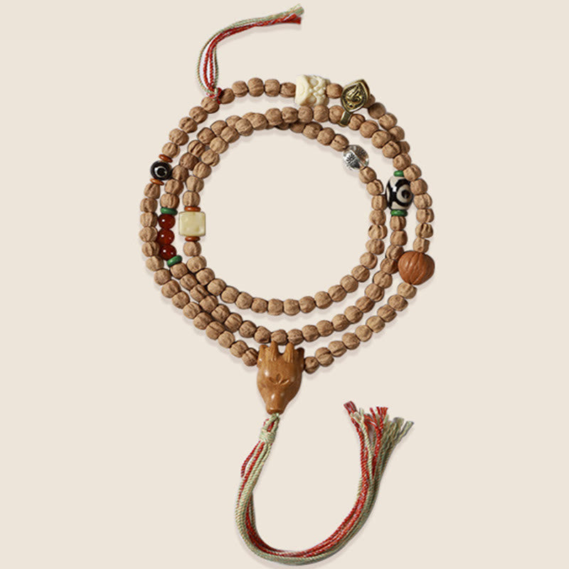 108 Beads Bodhi Seed Red Agate Deer Head Wisdom Mala Bracelet - Image 14