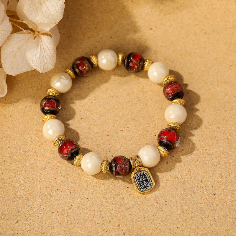 Tibetan Zakiram Goddess of Wealth Charm Liuli Glass Incense Ash Porcelain Bead Protection Bracelet - Image 13
