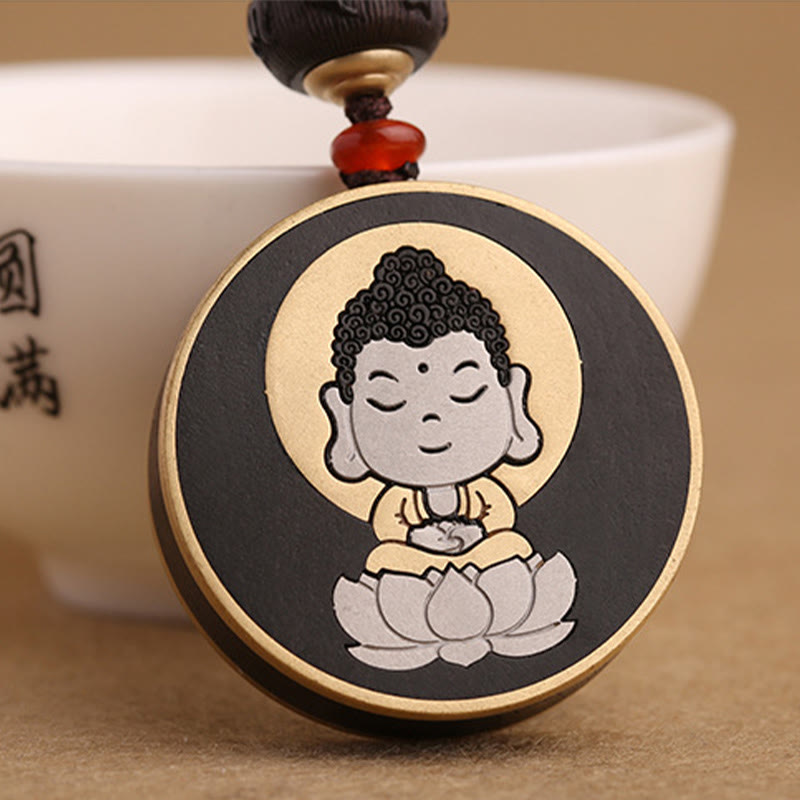 Ebony Wood Rosewood Buddha Avalokitesvara Om Mani Padme Hum Balance Car Key Chain Decoration - Image 13