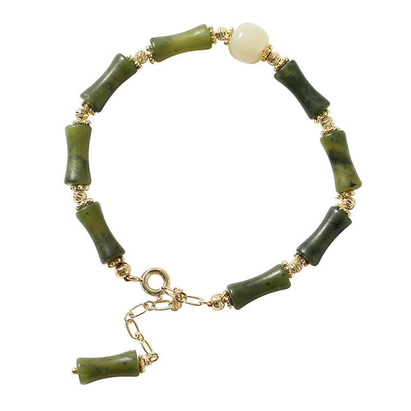 Glass Bead Bamboo Luck Strength Chain Bracelet - Image 12