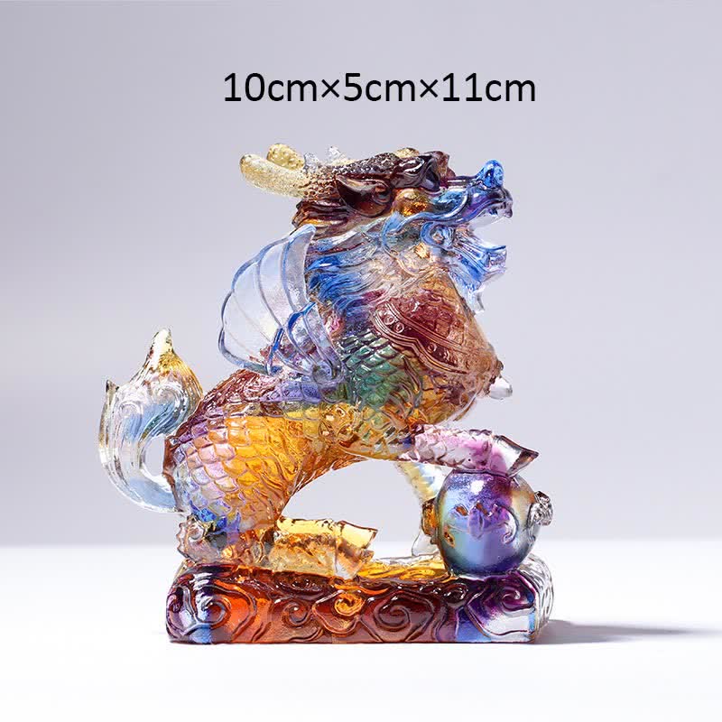 Feng Shui Kirin Handmade Liuli Crystal Art Piece Fortune Home Office Decoration - Image 3