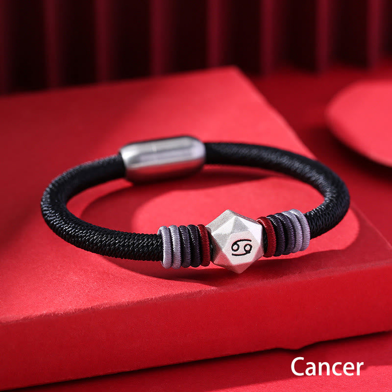 999 Sterling Silver 12 Constellations of the Zodiac Blessing Handmade String Bracelet - Image 9