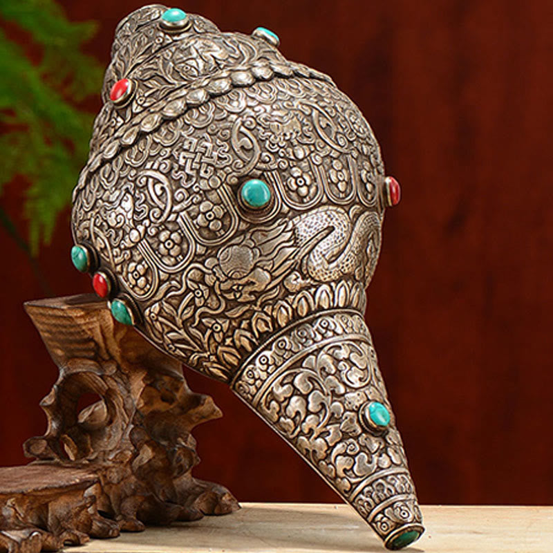 Tibetan Handmade Natural Shankha Engraved Eight Auspicious Symbols Conch Shell Lucky Home Decoration - Image 13