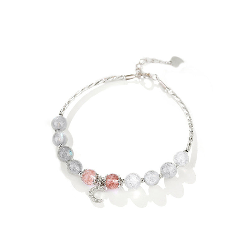 Strawberry Quartz Moonstone Luck Moon Charm Bracelet - Image 7