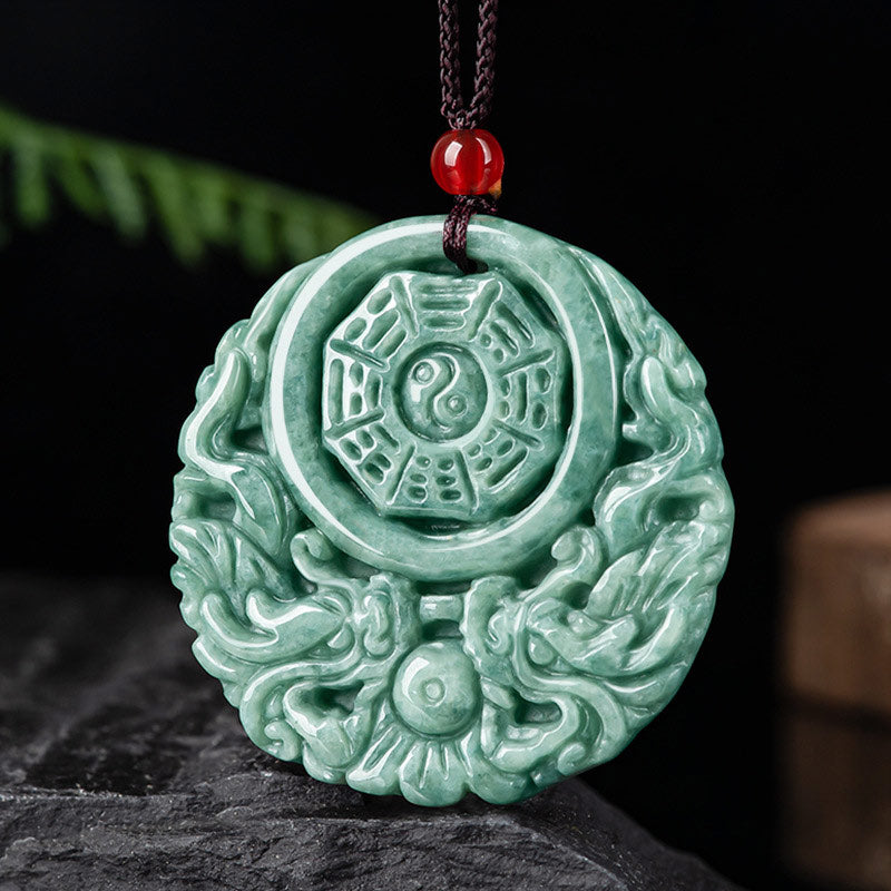 Dragon Jade Yin Yang Balance Necklace String Pendant - Image 2