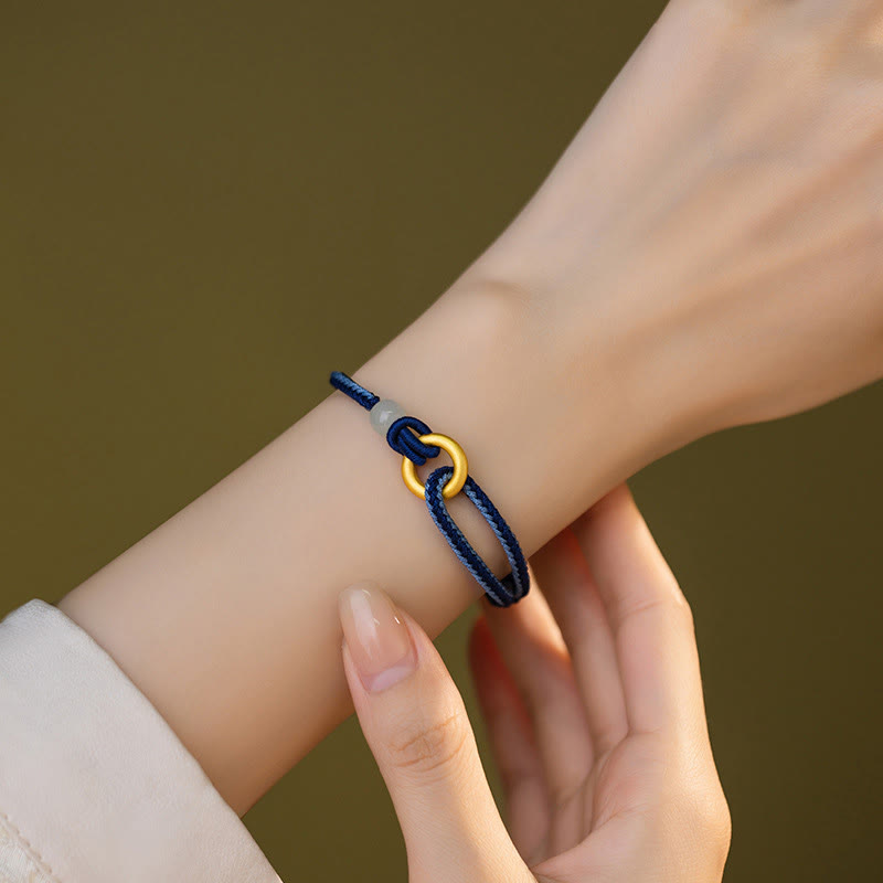 999 Sterling Silver Peace Buckle Hetian Jade Rope Fortune Bracelet - Image 5