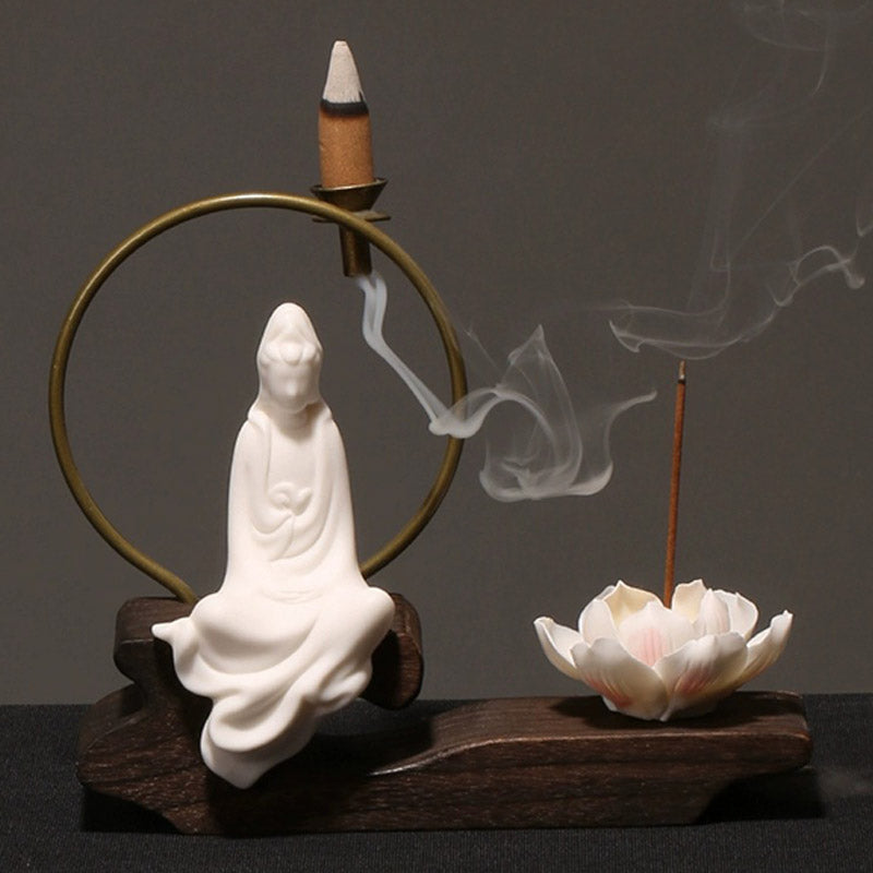 Ceramic Lotus Healing Meditation Incense Burner Decoration - Image 9