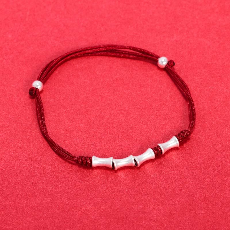 925 Sterling Silver Bamboo Design Protection Luck Braided Bracelet - Image 16