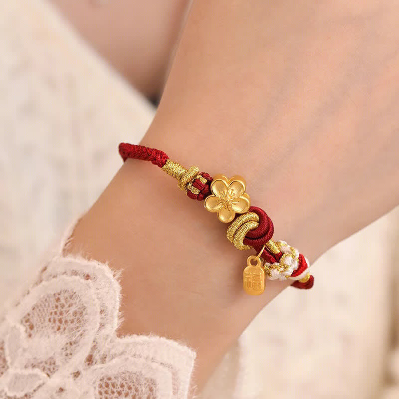 Peach Blossom Happiness Charm Luck Red String Bracelet - Image 10