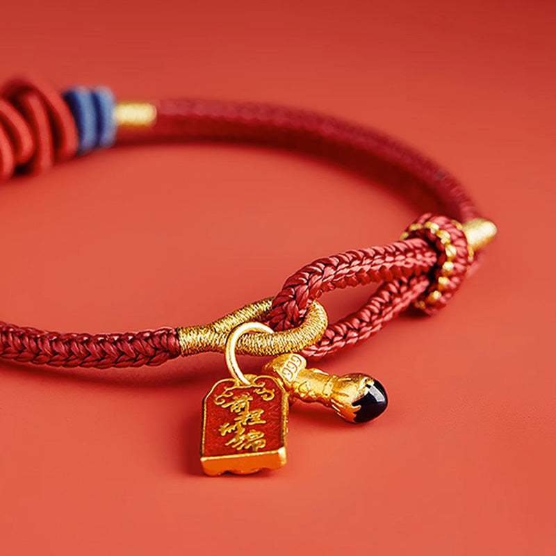 925 Sterling Silver Koi Fish Charm Wealth Success Braided Bracelet - Image 4