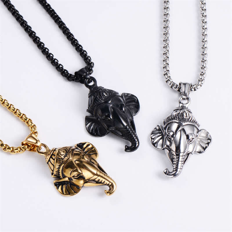 Ganesh Ganpati Elephant Titanium Steel Protection Pendant Necklace - Image 6