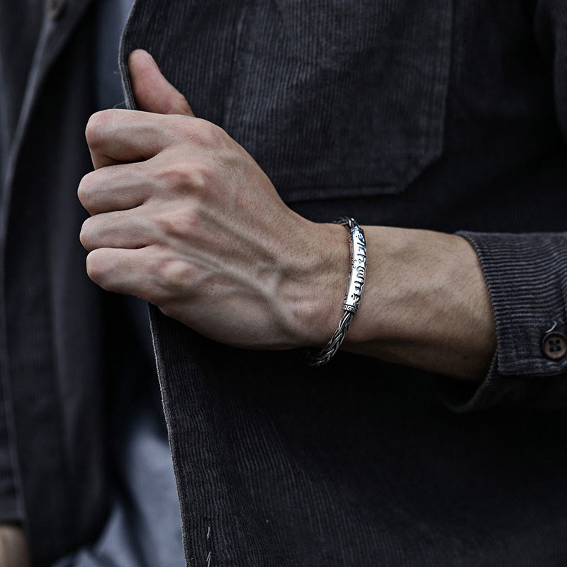 Tibet Om Mani Padme Hum Engraved Focus Cuff Bracelet Bangle - Image 6