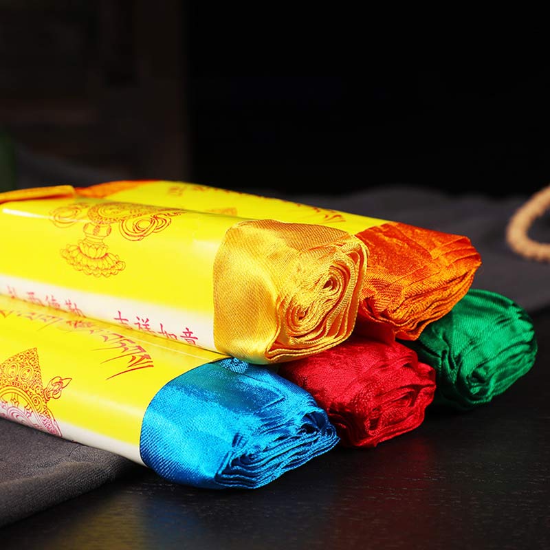 Tibetan Blessing Auspicious 5 Colors Jacquard Khata Decoration - Image 14