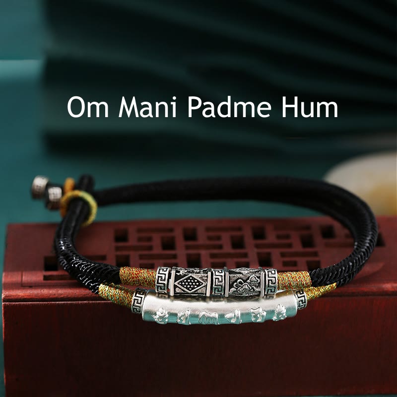 999 Sterling Silver Handmade Om Mani Padme Hum Peace Braided Bracelet