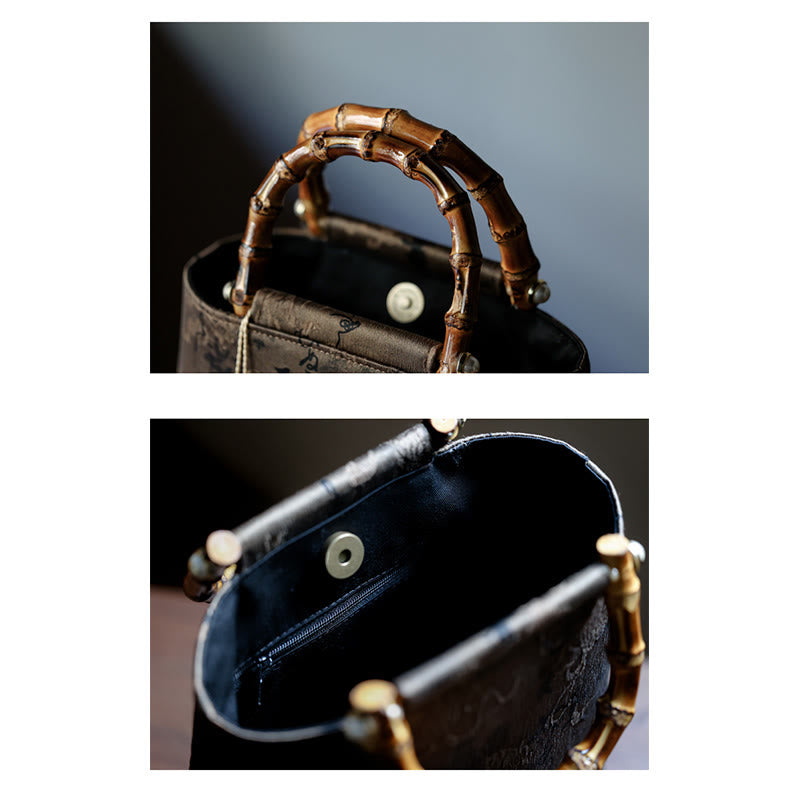 Bamboo Leaves Butterfly Koi Fish Bamboo Handles Handbag - Image 27