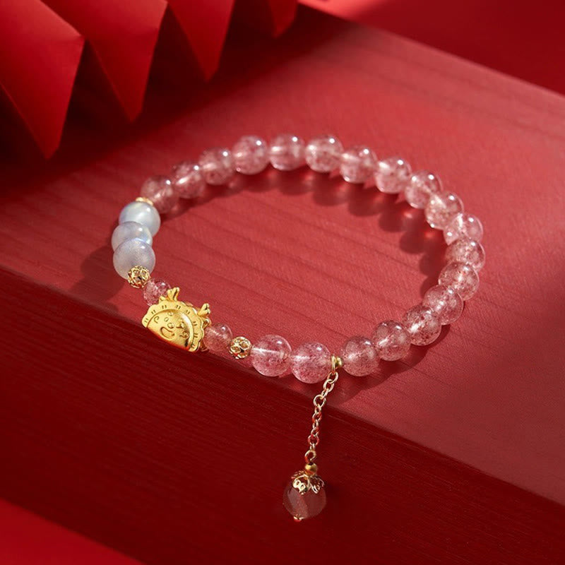 Year of the Dragon Dumpling Natural Red Agate Garnet Hetian Jade Fu Character Luck Success Bracelet - Image 14