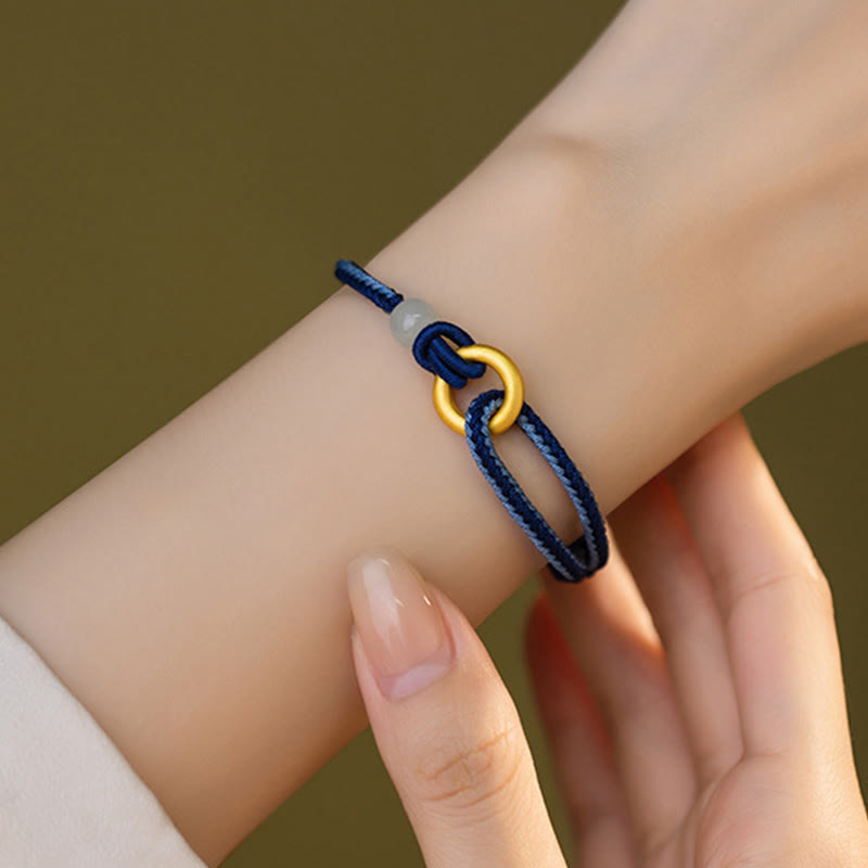 999 Sterling Silver Peace Buckle Hetian Jade Rope Fortune Bracelet - Image 6