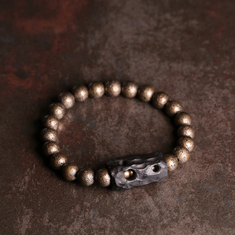Tibet Ebony Wood Copper Peace Balance Beaded Bracelet - Image 9