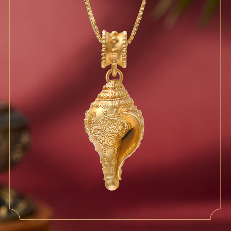 999 Sterling Silver Shankha Conch Shell Seashell Lucky Necklace Pendant - Image 10