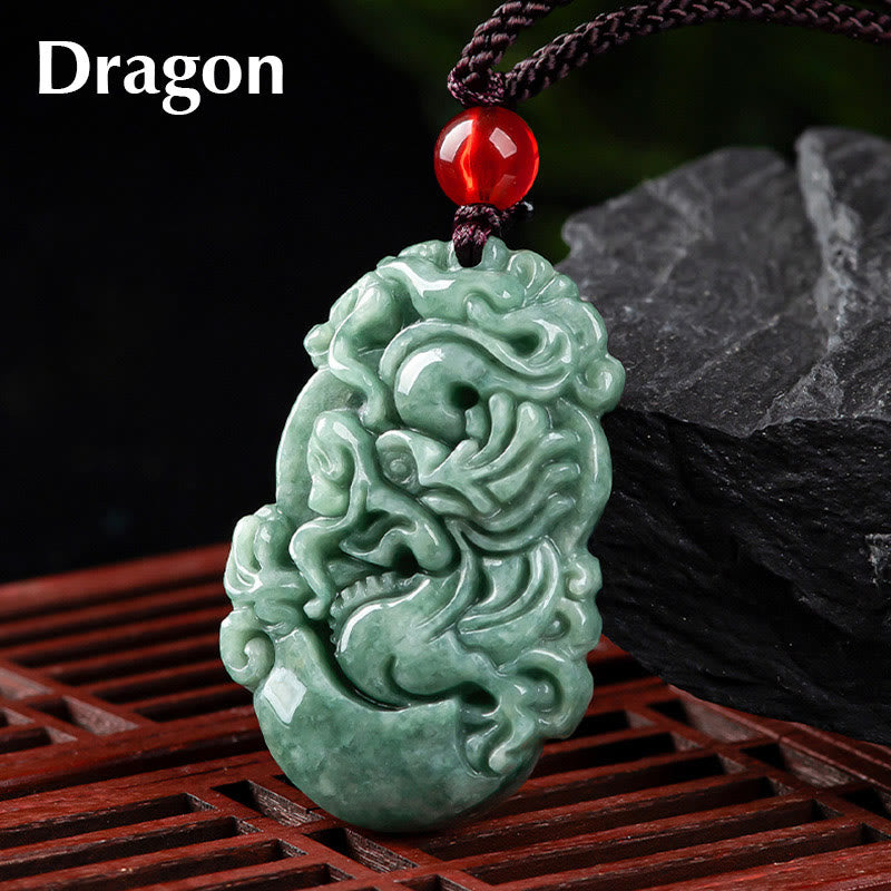 Natural Jade 12 Chinese Zodiac Prosperity Necklace Pendant - Image 5