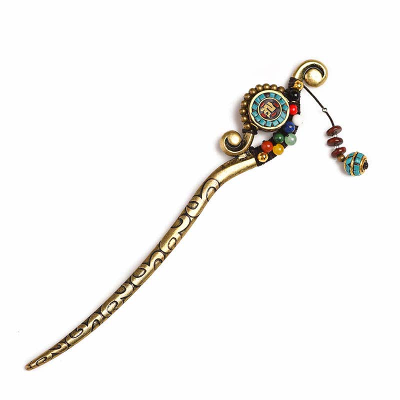 Tibetan Turquoise Agate Protection Hairpin Decorations - Image 8