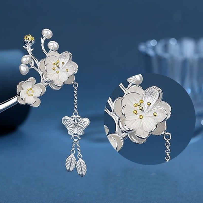 Plum Blossom Butterfly Love Freedom Tassel Hairpin - Image 9