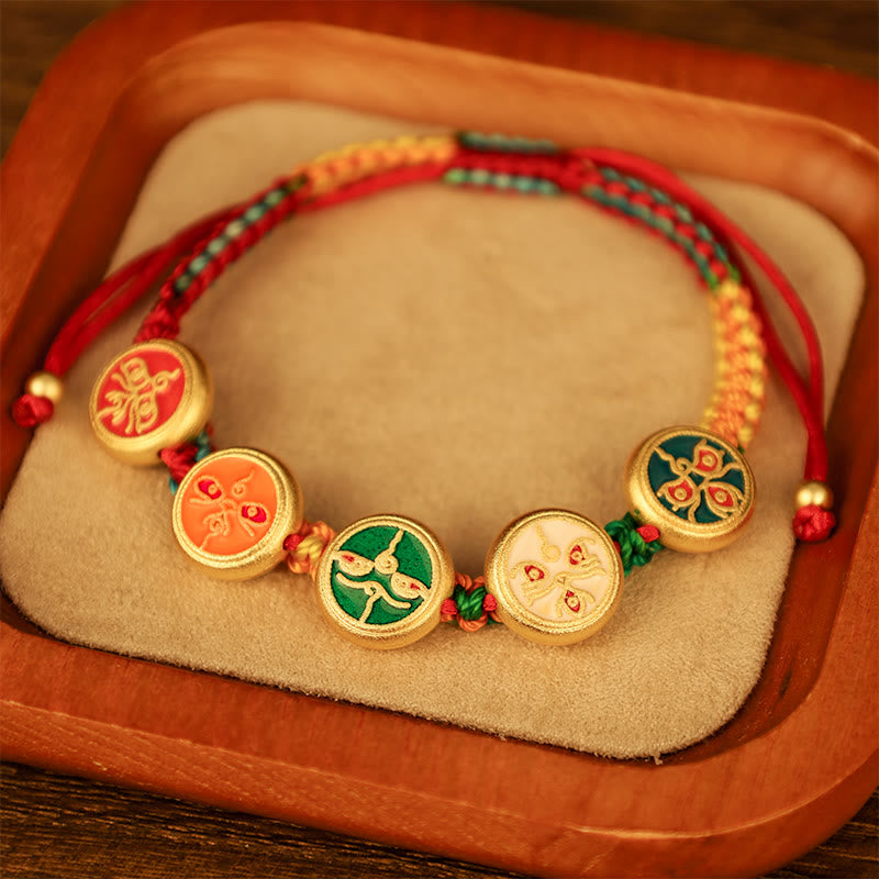 Tibetan Five God Of Wealth Colorful Rope Braided Luck Bracelet - Image 3