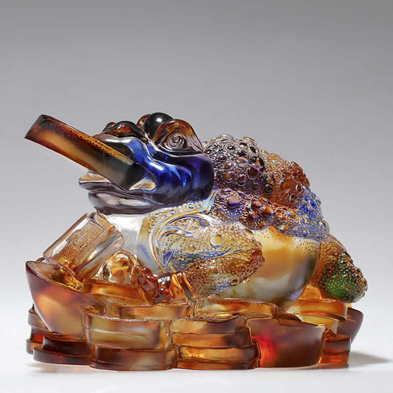 Feng Shui Frog Handmade Liuli Crystal Art Piece Wealth Home Office Decoration - Image 10