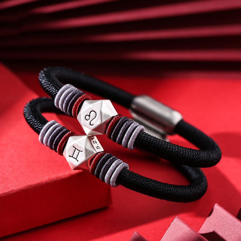 999 Sterling Silver 12 Constellations of the Zodiac Blessing Handmade String Bracelet