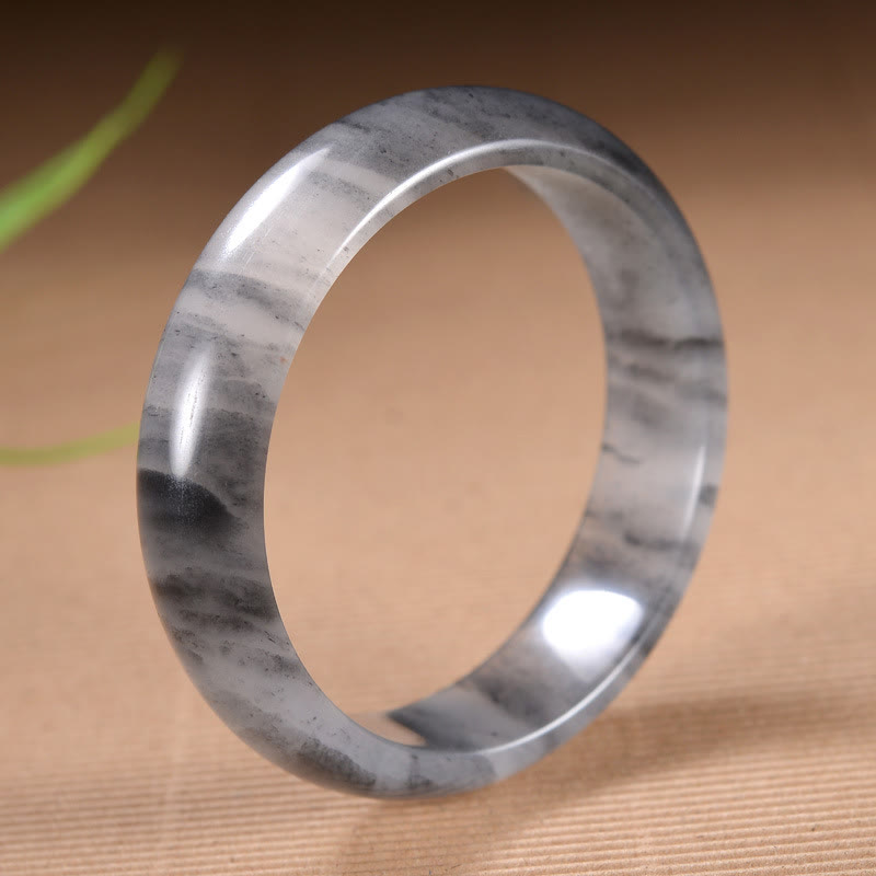 Natural Ink Color Golden Silk Jade Wealth Bracelet Bangle