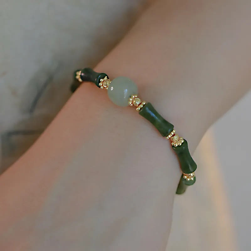 Glass Bead Bamboo Luck Strength Chain Bracelet - Image 10