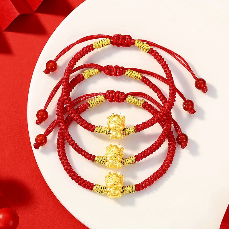 999 Sterling Silver Year of the Dragon Copper Coin Fortune Dragon Fu Character Luck Handcrafted Red String Braided Bracelet - Image 17