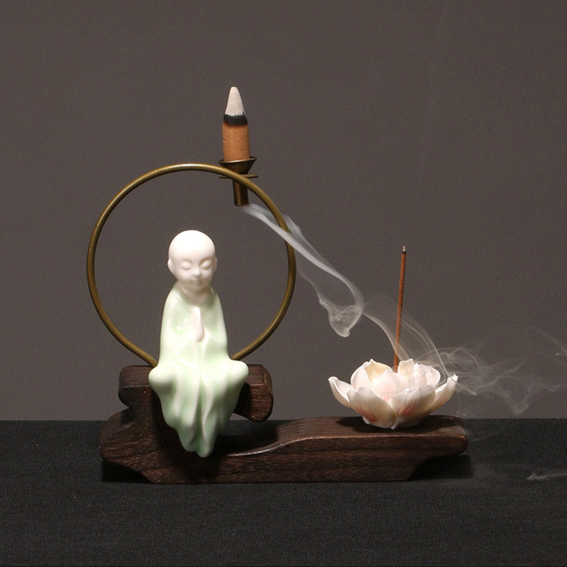 Ceramic Lotus Healing Meditation Incense Burner Decoration - Image 17