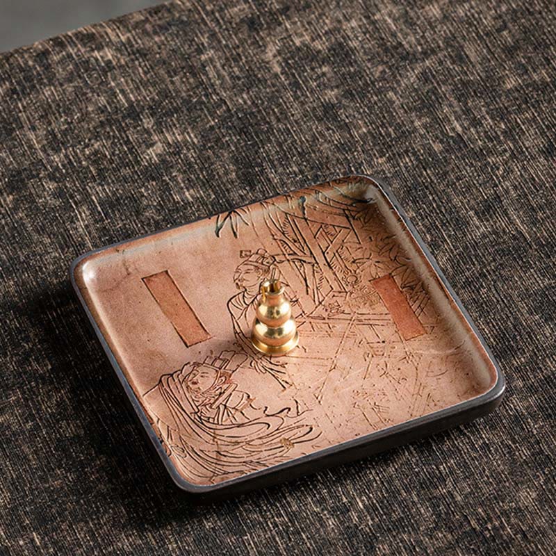 Mountain Lake Flower Leaf Healing Ceramic Plate Tray Stick Incense Burner Decoration - Image 29