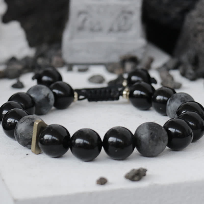 Black Obsidian Black Glitter Stone Purification Bracelet - Image 11