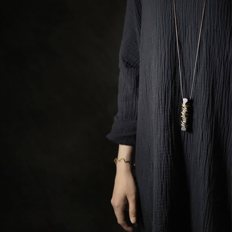 Tibet Ebony Wood Copper Balance Peace Necklace Pendant - Image 11