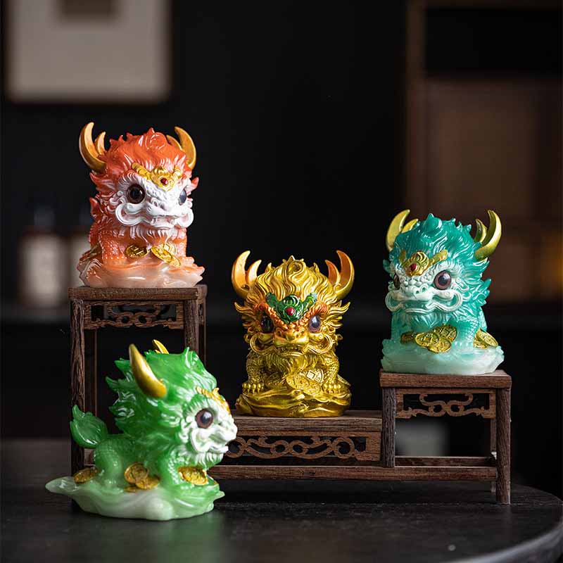 Color Changing Small Kirin Resin Tea Pet Home Figurine Decoration