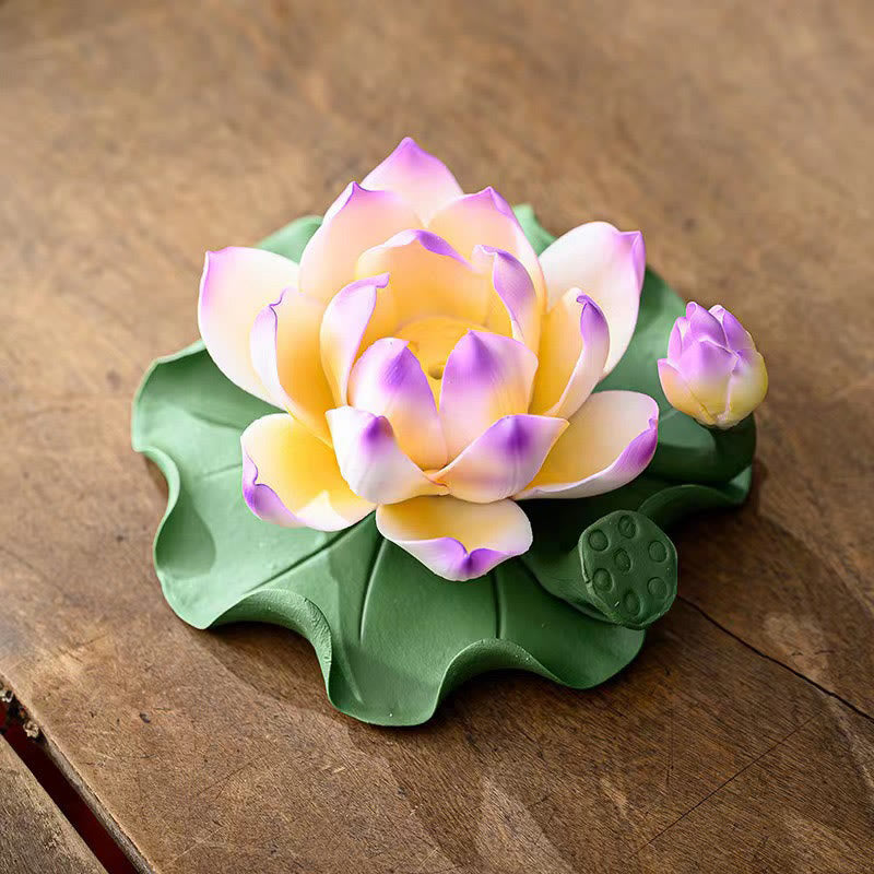 Lotus Flower Leaf Pod Spiritual Healing Ceramic Stick Incense Burner Decoration - Image 10