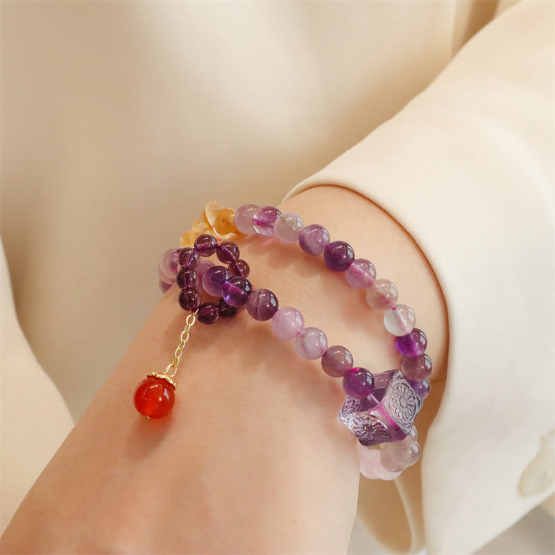Natural Amethyst Citrine Positive Transformation Double Wrap Bracelet - Image 6