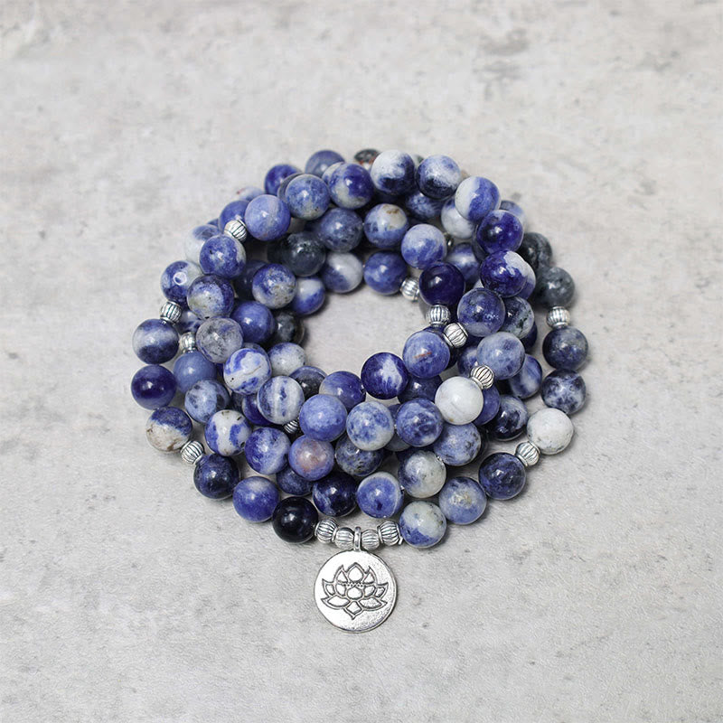 Natural Blue Aventurine Lotus Peace Necklace Bracelet - Image 6