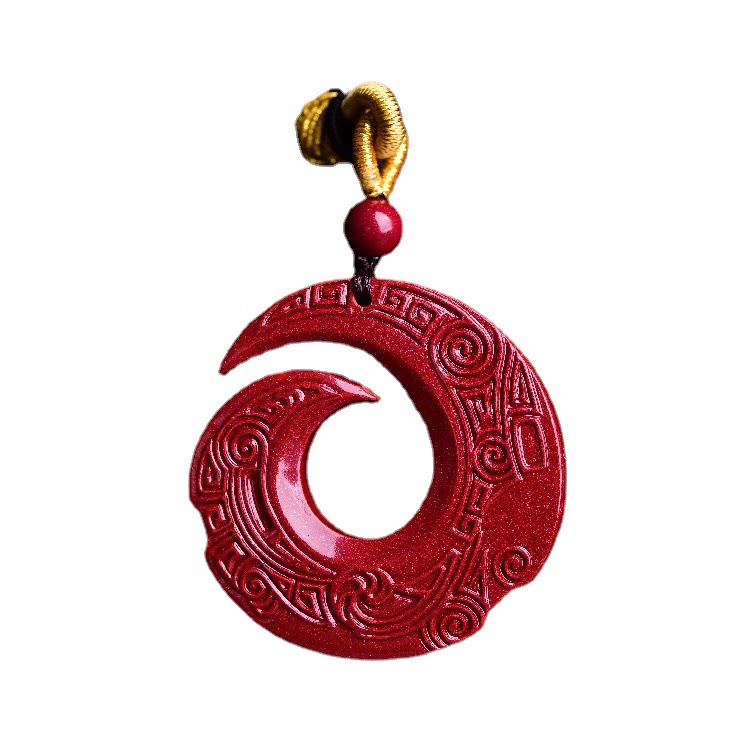 One's Luck Improves Design Patern Natural Cinnabar Blessing Necklace Pendant - Image 9