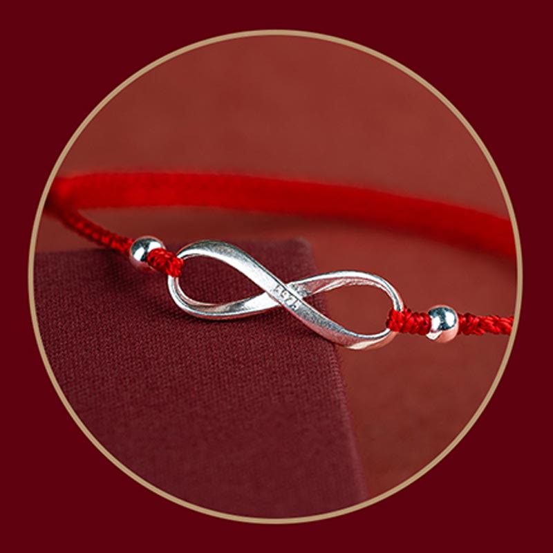 925 Sterling Silver Endless Knot Protection Luck Red String Bracelet Anklet - Image 10