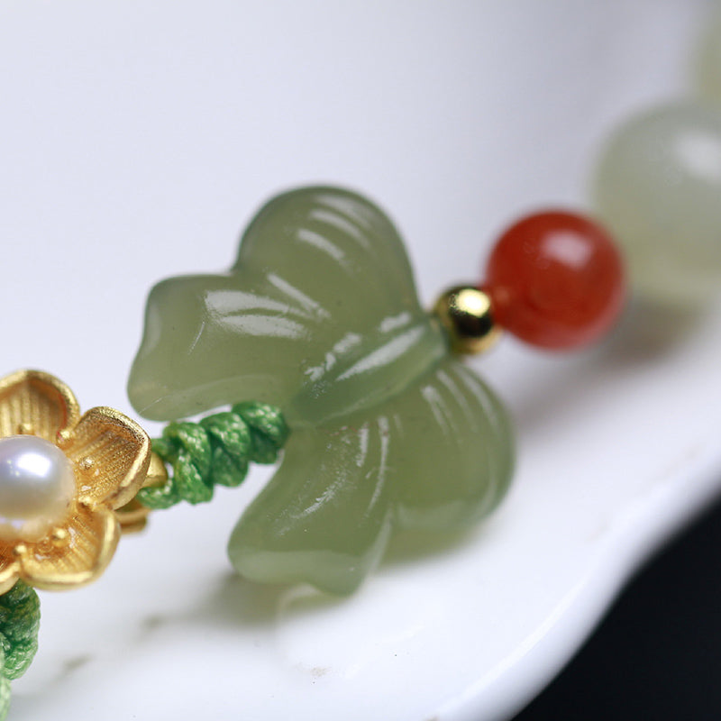 925 Sterling Silver Jade Luck Flower Butterfly Bracelet - Image 15