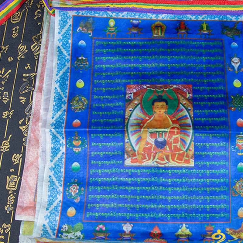 Tibetan 5 Colors Windhorse Buddha Tara Scriptures Healing Auspicious Outdoor Prayer Flag - Image 19