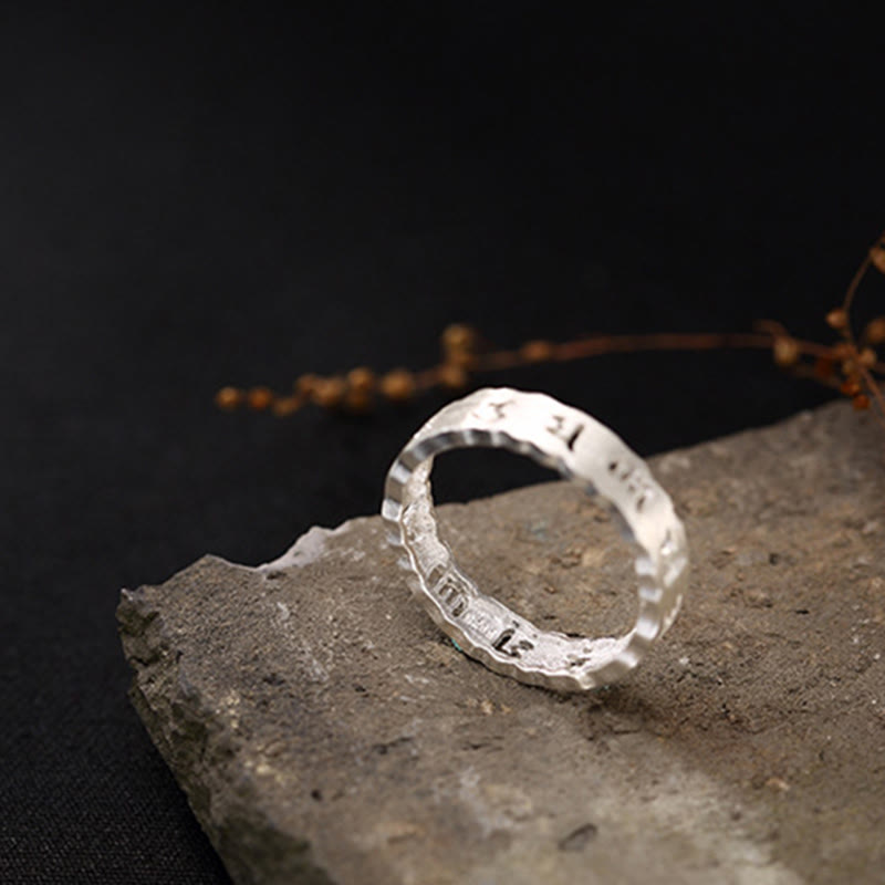 Tibetan 925 Sterling Silver Om Mani Padme Hum Peace Hollow Ring - Image 9