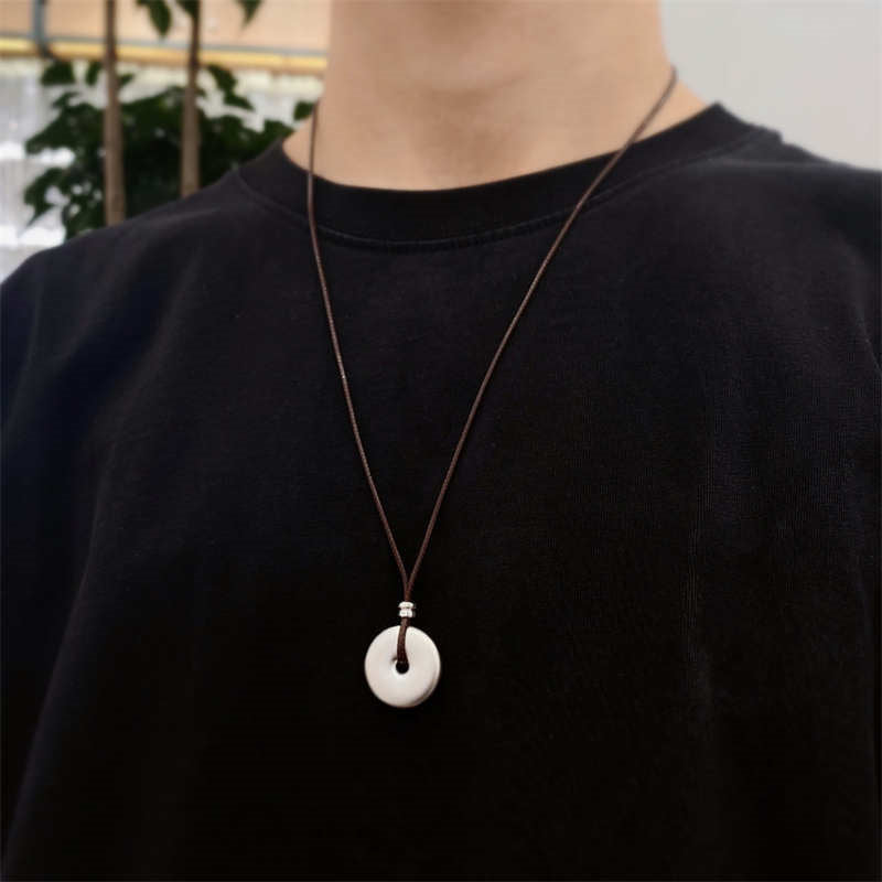 999 Sterling Silver Round Peace Buckle Protection Necklace Pendant - Image 5