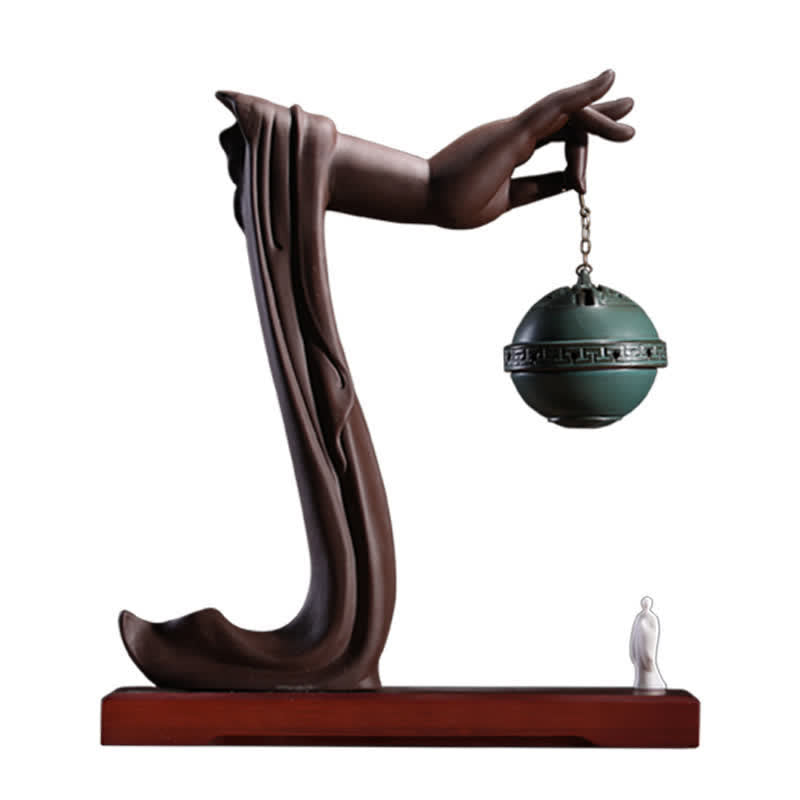 Tibetan Lotus Blessing Ceramic Incense Burner Decoration - Image 3